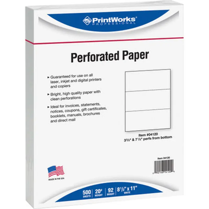 Printworks 04120 Pre-Perforated Paper for Invoices, Statements, Gift Certificates &amp More