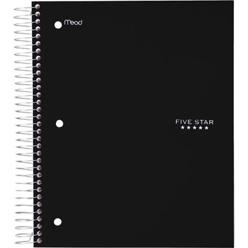 Five Star 72045 Wirebound Black 5-subject Notebook