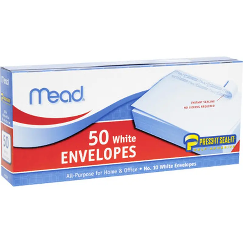 Mead 75024 Plain White Self-Seal Business Envelopes