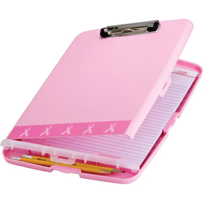 Officemate 08925 Breast Cancer Awareness Slim Clipboard Storage Box