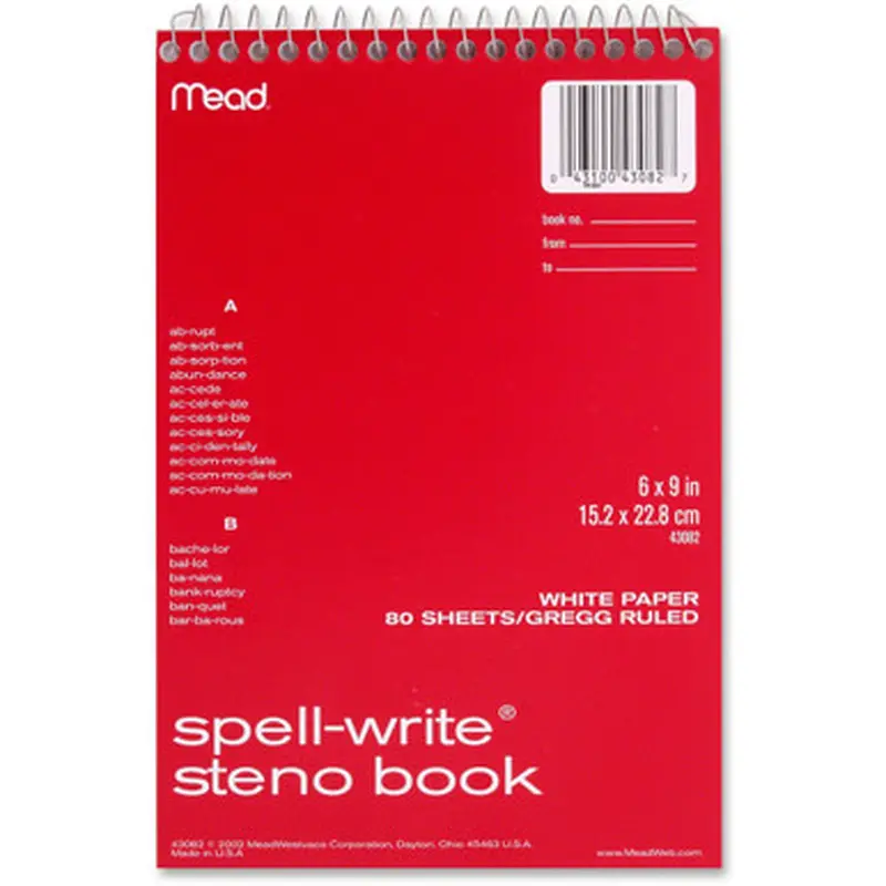 Mead 43082 Spell-Write Steno Book