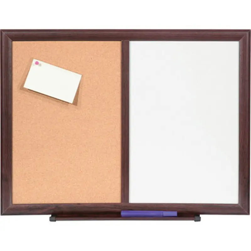 Lorell 84270 Dry-erase Mahogany Frame Cork Combo Boards