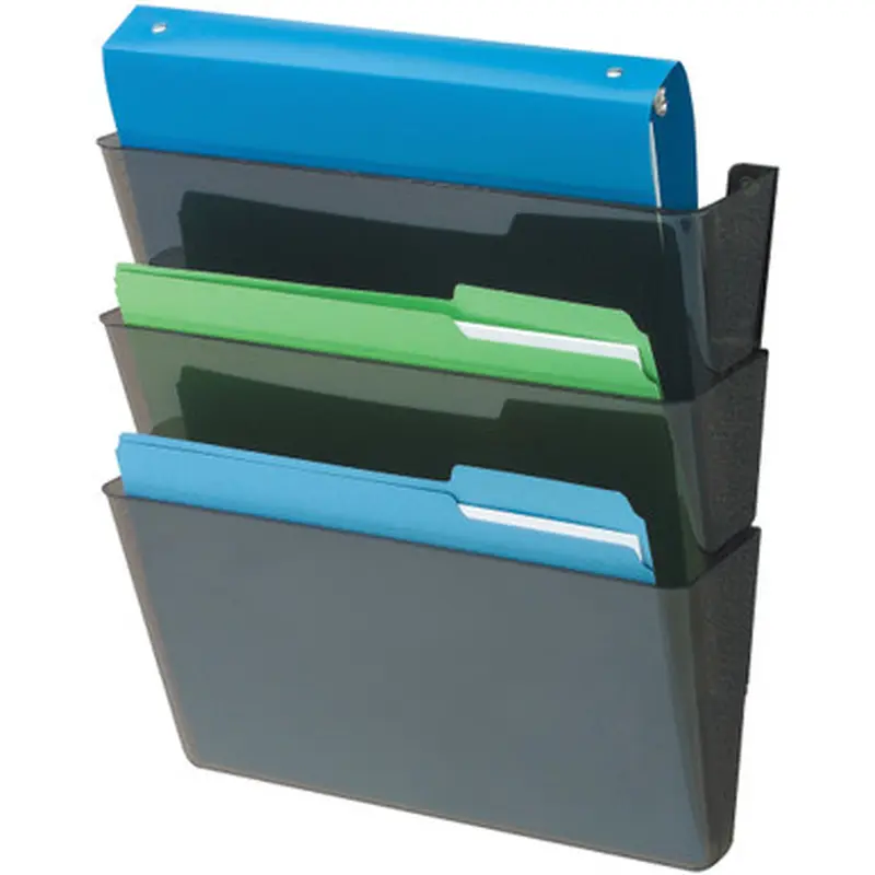 Deflecto 93604 Sustainable DocuPocket Letter Black-3 pocket 50% Recycled Content