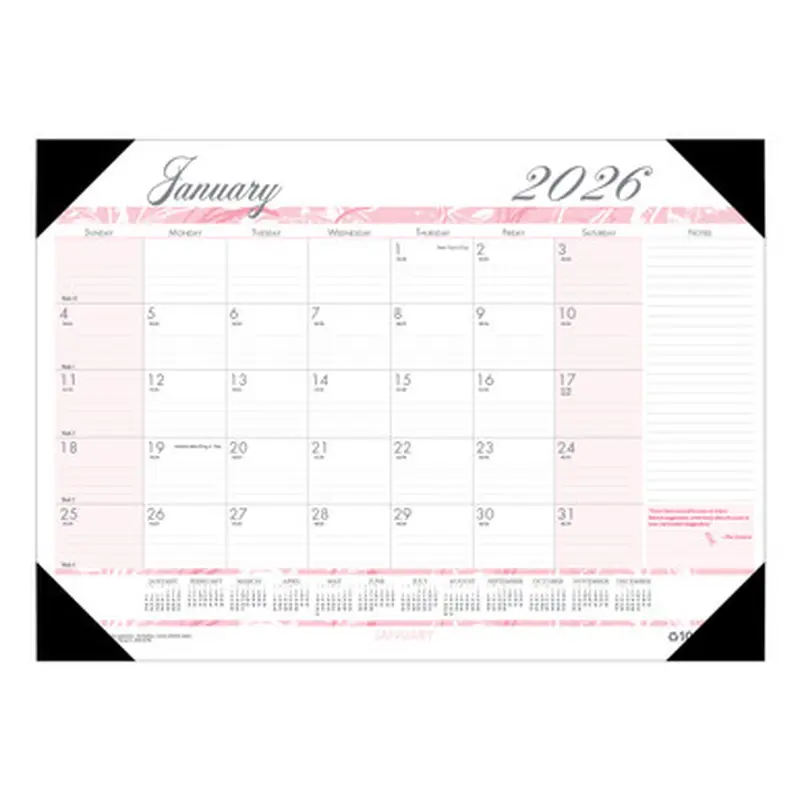 2026 1466 HOD1466 House of Doolittle Breast Cancer Awareness Desk Pad Calendar,  18-1/2 x 13&quot