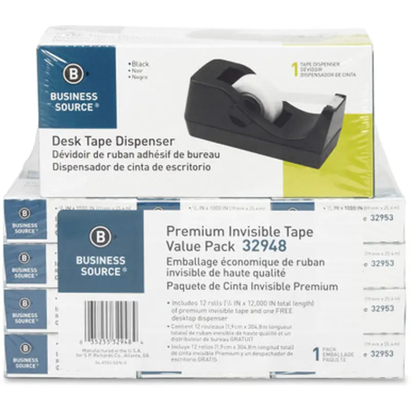 Business Source 32948 Invisible Tape Dispenser Value Pack