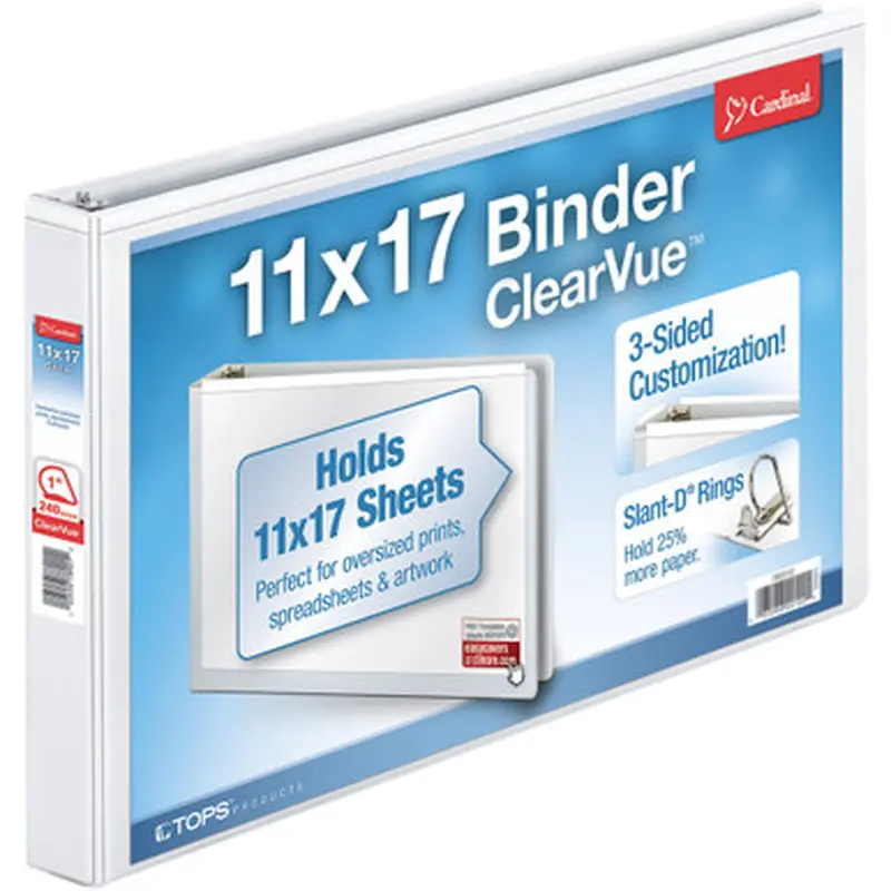 Cardinal 22112CB ClearVue Overlay Tabloid D-Ring Binders