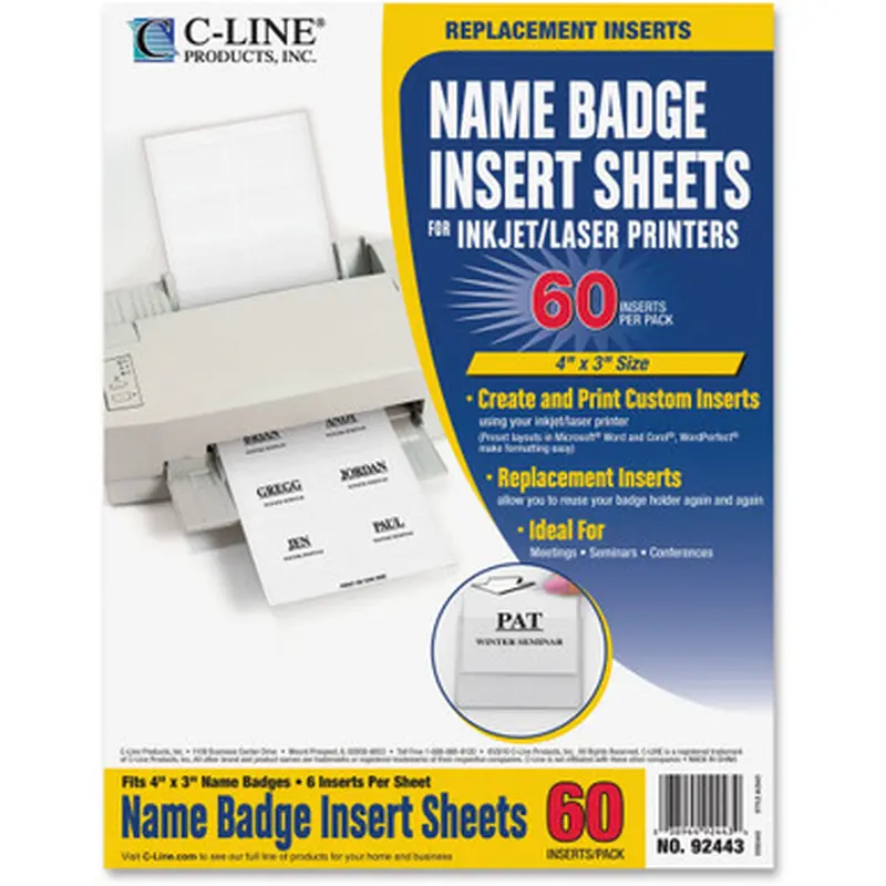 C-Line 92443 Laser/Inkjet Badge Insert Refills