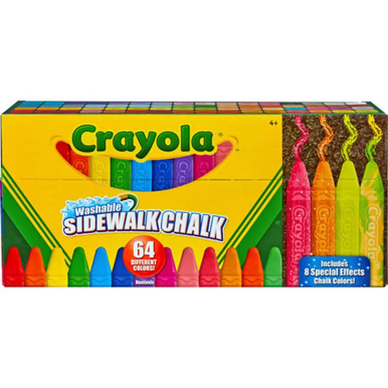 Crayola 512064 Sidewalk Chalk 64 Count Washable anti-roll sticks