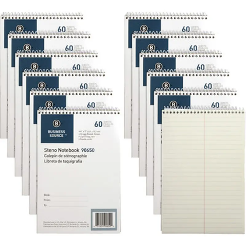 Business Source 90650PK Green Tint Steno Notebook