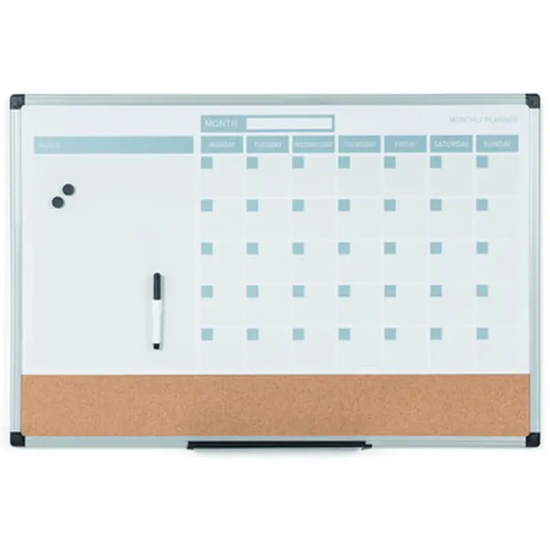 MasterVision MB0707186P 3-in-1 Monthly Dry-erase Calendar Board