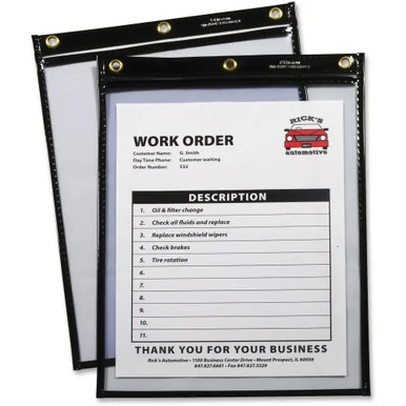 C-Line 50912 Heavy-Duty Super-Heavyweight Plus Stitched Shop Ticket Holders - 9&quot x 12&quot