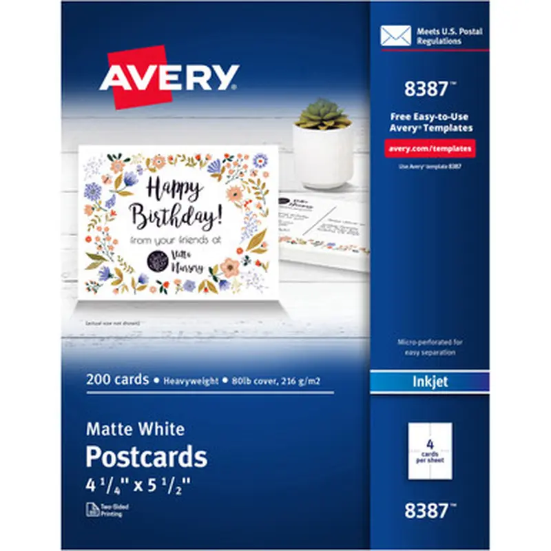 Avery 8387 Matte Postcards