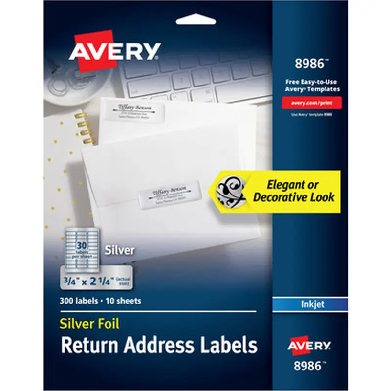 Avery 8986 Gold Foil Mailing Labels