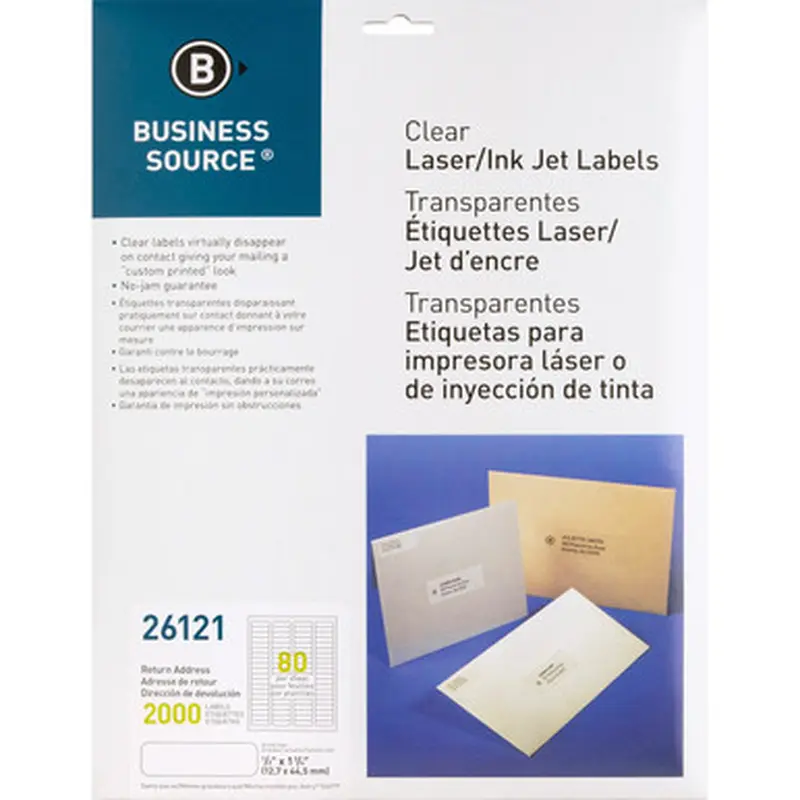 Business Source 26121 Clear Return Address Laser Labels