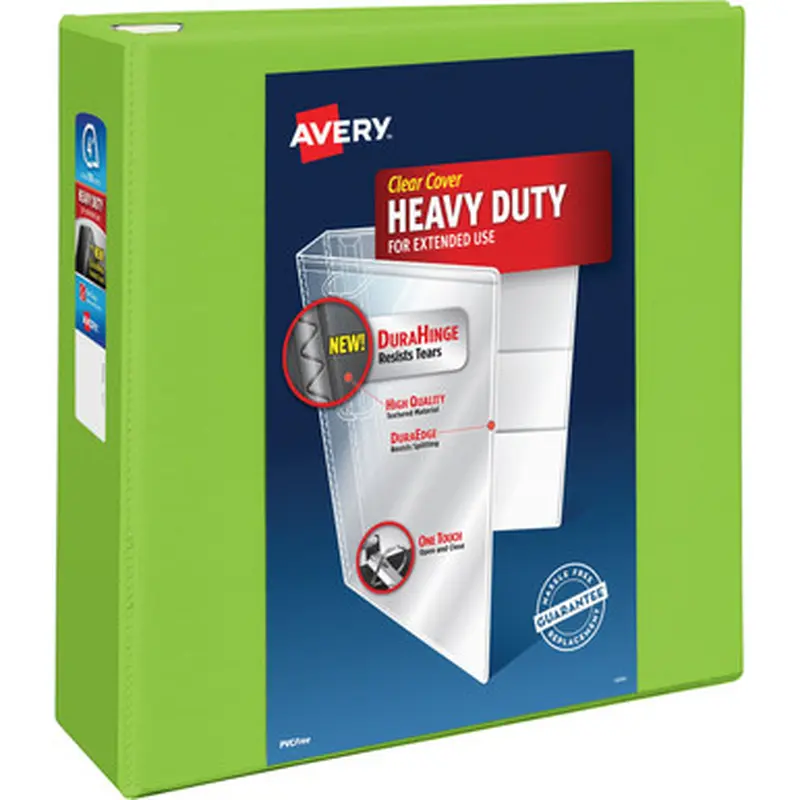 Avery 79812 Heavy-Duty View 3 Ring Binder, 4&quot EZD Rings, Chartreuse