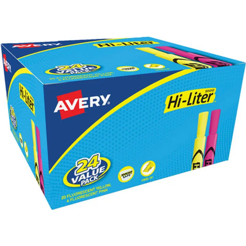 Avery 98189 Hi-Liter Desk-Style Highlighters - SmearSafe
