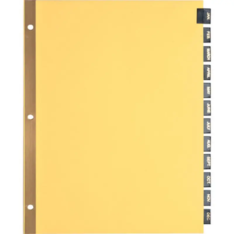 Business Source 01183 Monthly Black Leather Tab Index Dividers