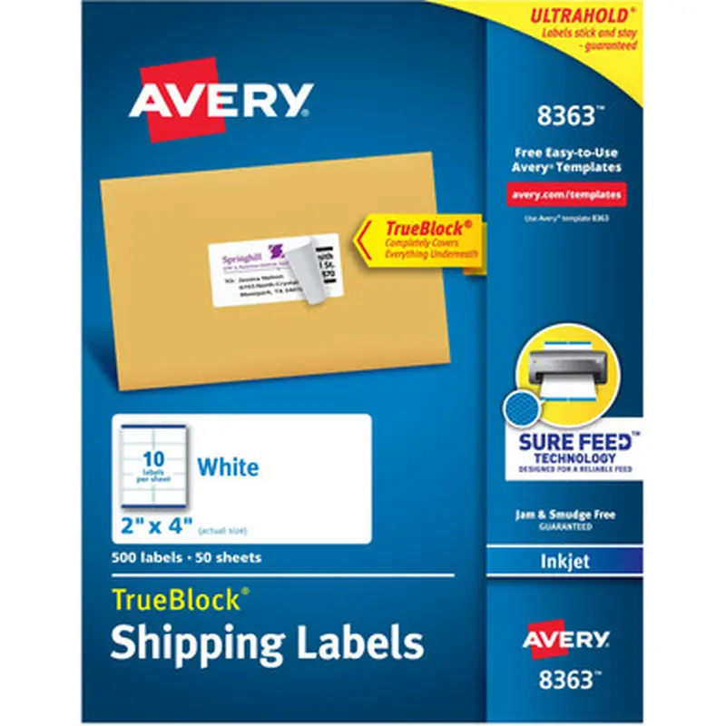 Avery 8363 2&quotx4&quot White Shipping Labels
