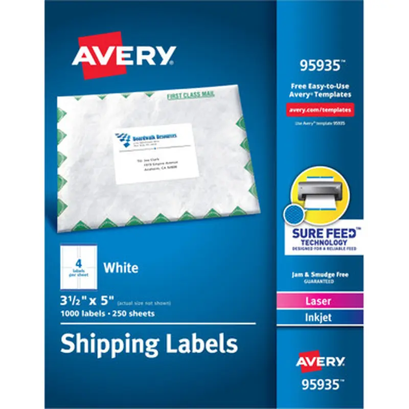 Avery 95935 Laser/Inkjet White Shipping Labels