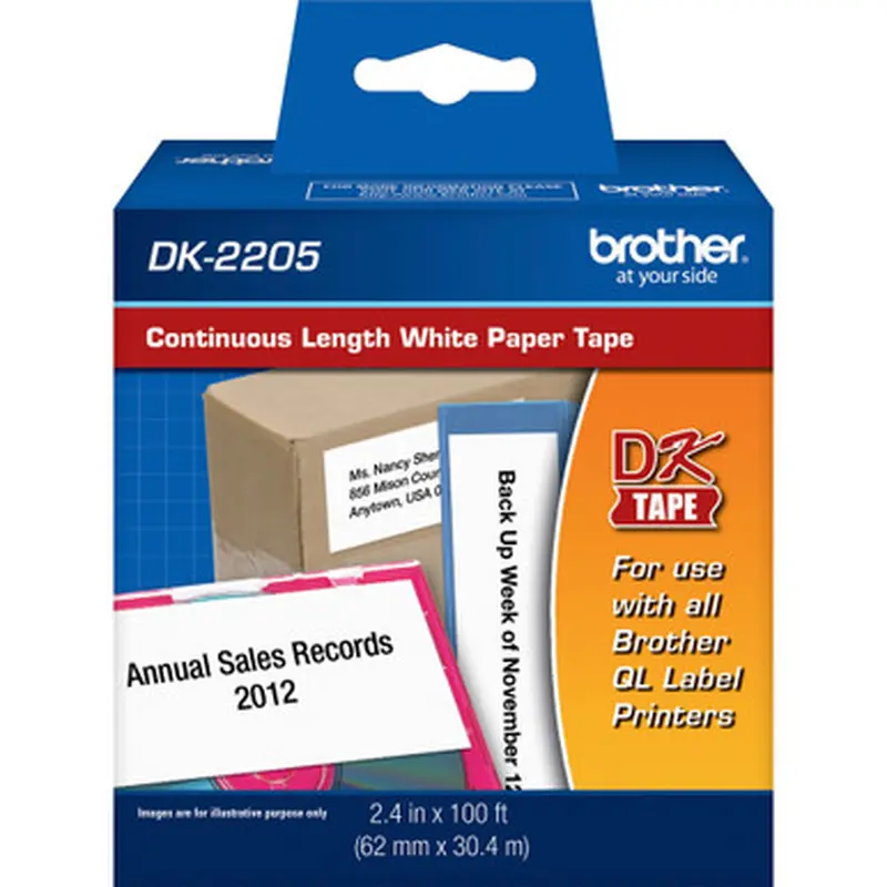 Brother DK2205 Continuous Length White Film DK Tape