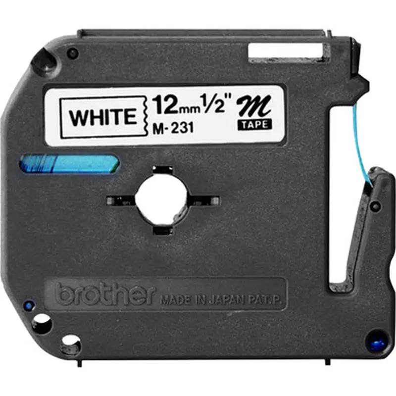 Brother M231 12mm (0.47&quot) Black on White Non-Laminated tape for P-touch 8m (26.2 ft)