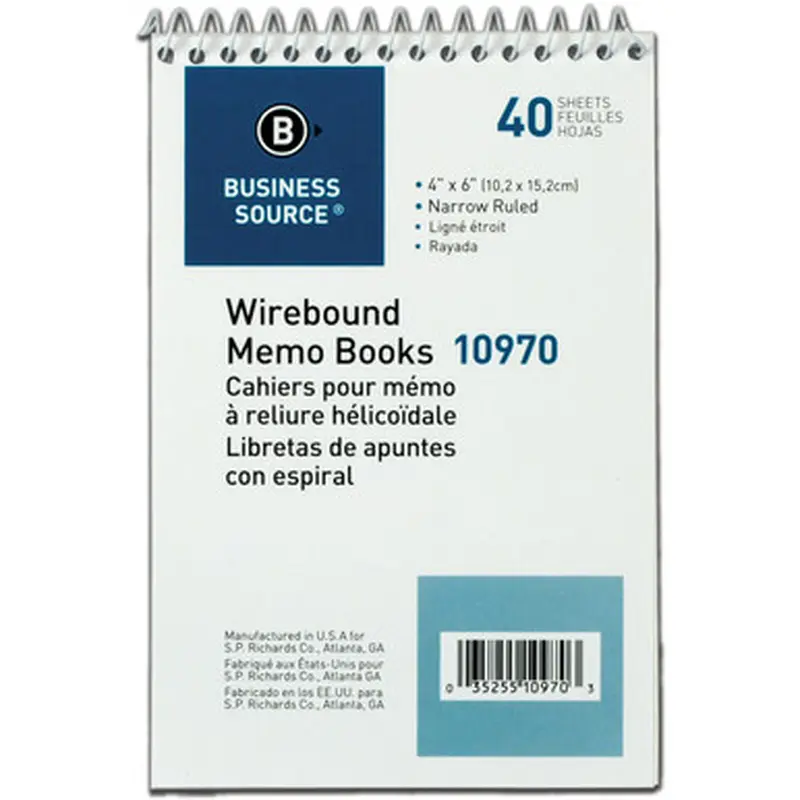 Business Source 10970 Wirebound Memo Books