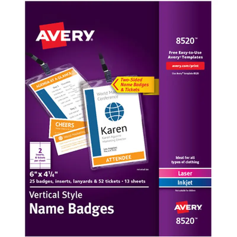 Avery 8520 Vertical Hanging Style Name Badges