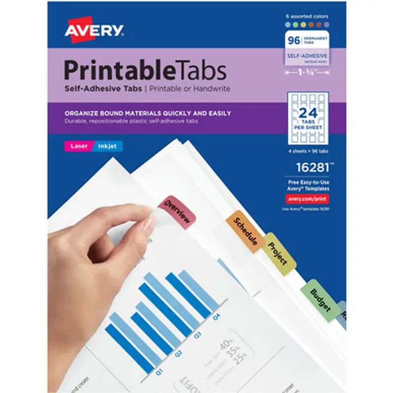 Avery 16281 Printable Repositionable Tabs