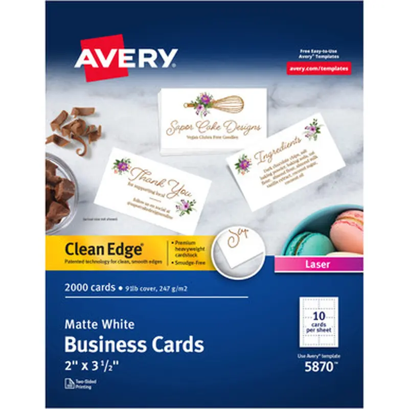 Avery 5870 Clean Edge Business Cards - Uncoated - 2 -Sided Printing