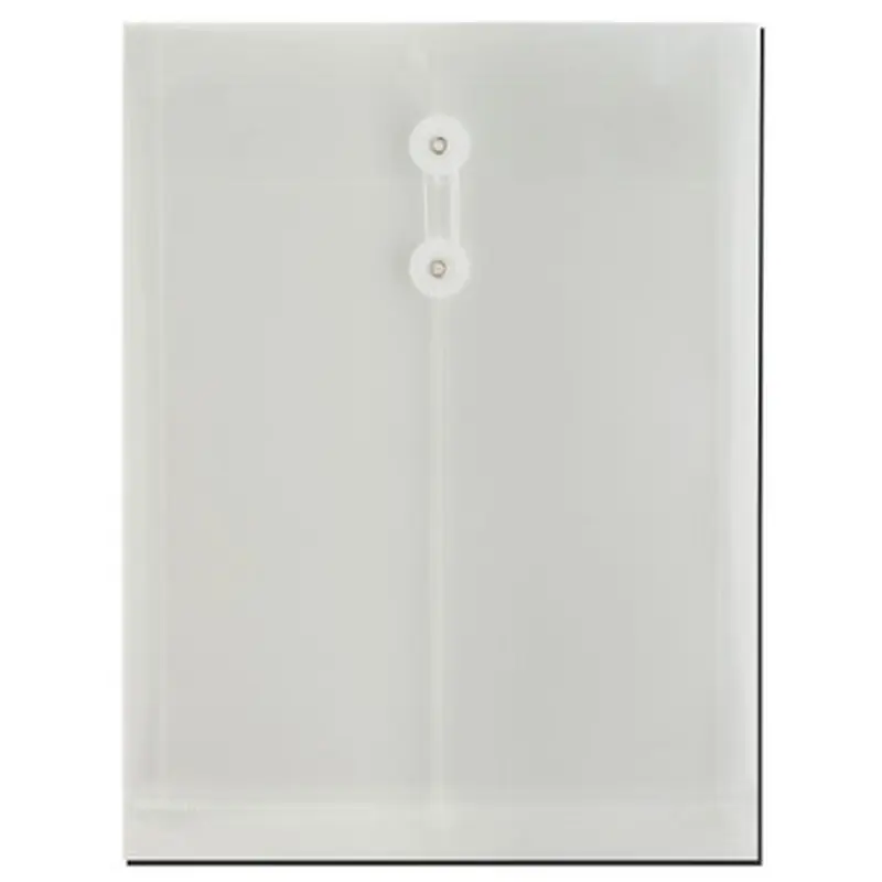 Business Source 02020 String &amp Button Envelope, Clear Poly, 10 x 13&quot