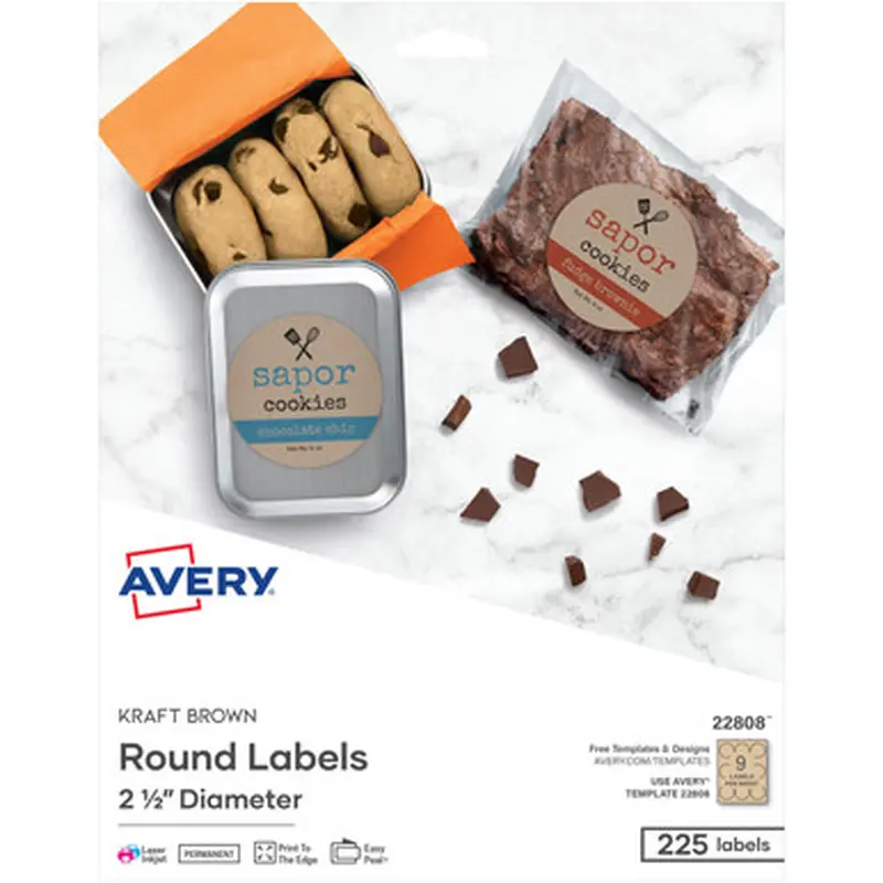 Avery 22808 Print-To-The-Edge Kraft Brown Labels