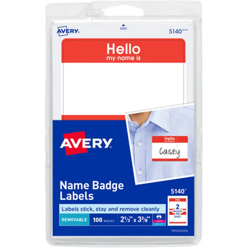 Avery 5140 Border Print/Write Hello Name Badges