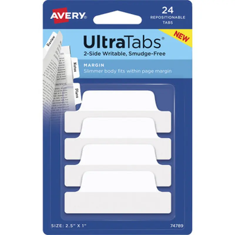 Avery 74789 Ultra Tabs Repositionable Margin Tabs