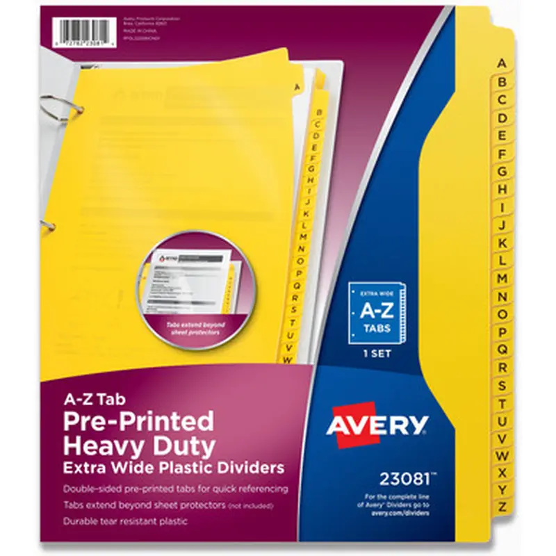 Avery 23081 Heavy-Duty Plastic A-Z Industrial Dividers