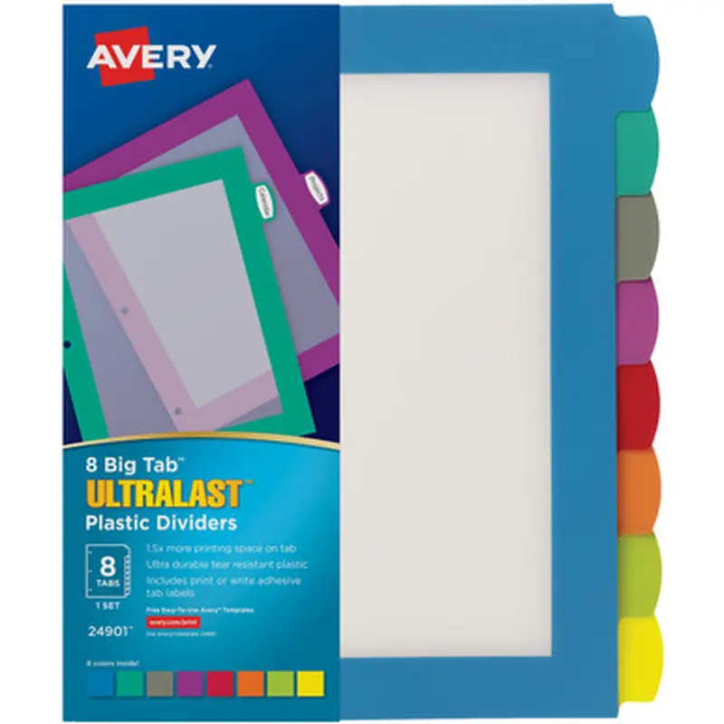 Avery 24901 Ultralast Big Tab Plastic Dividers