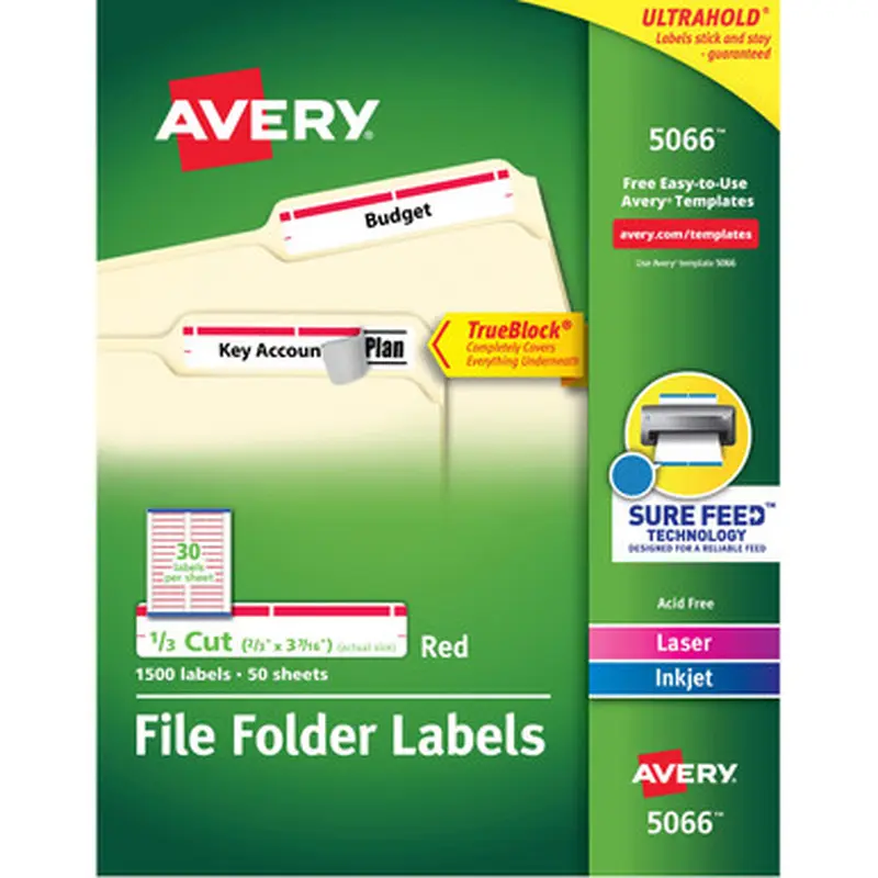 Avery 5066 TrueBlock File Folder Labels