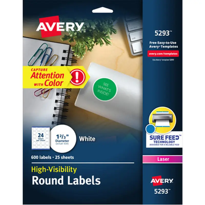 Avery 5293 Round High Visibility Labels