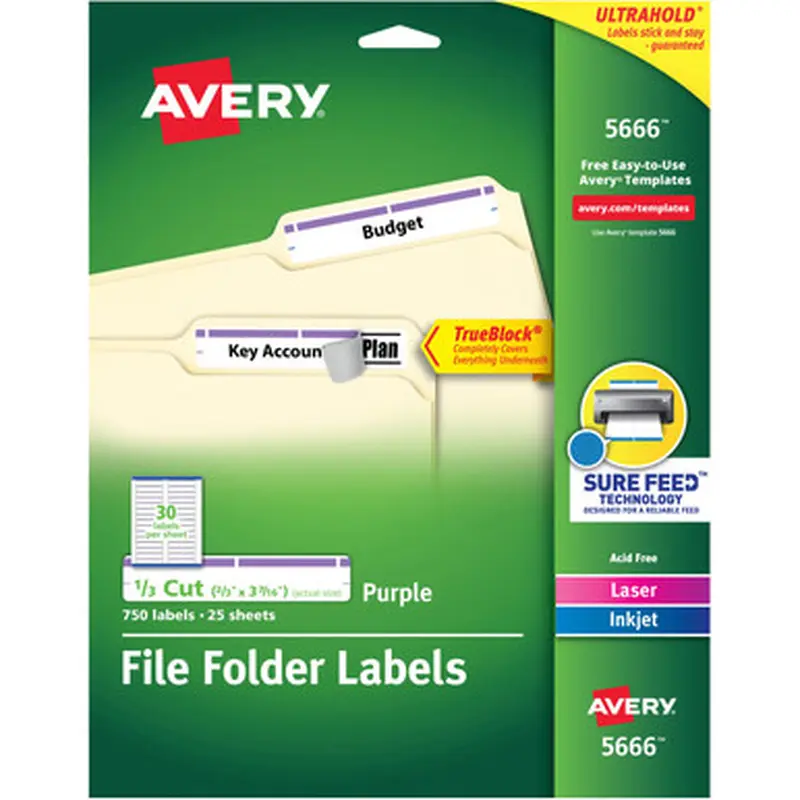 Avery 5666 TrueBlock File Folder Labels