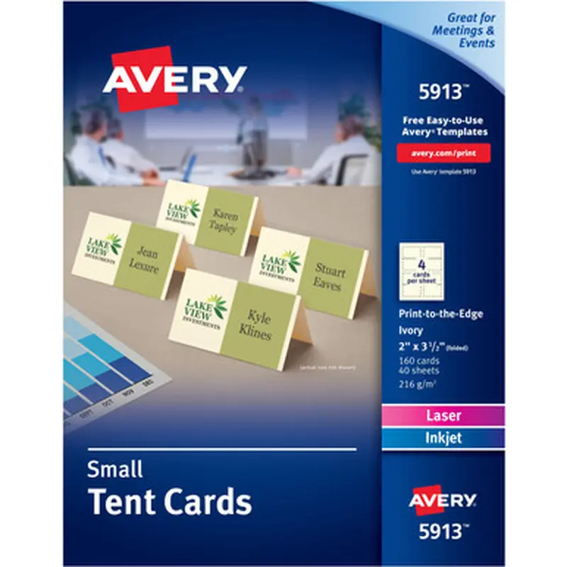Avery 5913 Small Tent Cards - Uncoated - 2-sided Printing