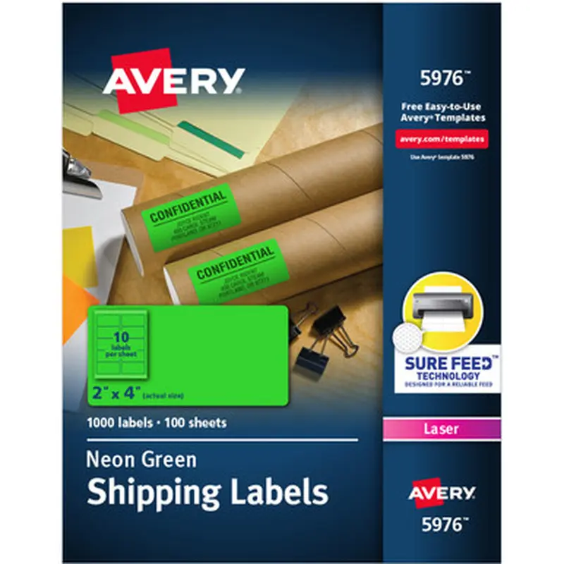 Avery 5976 High Visibility Neon Shipping Labels
