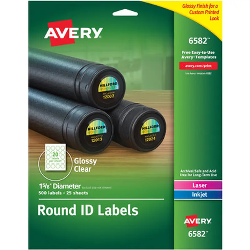 Avery 6582 Glossy Permanent Multipurpose Round Labels