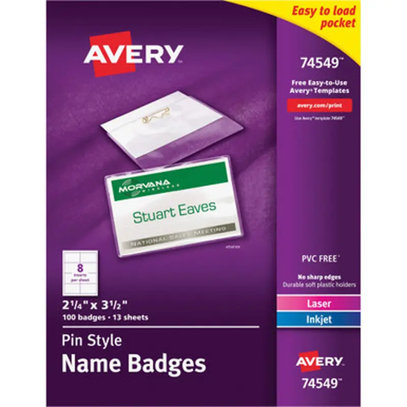 Avery CB7-OC Pin-Style Name Badges