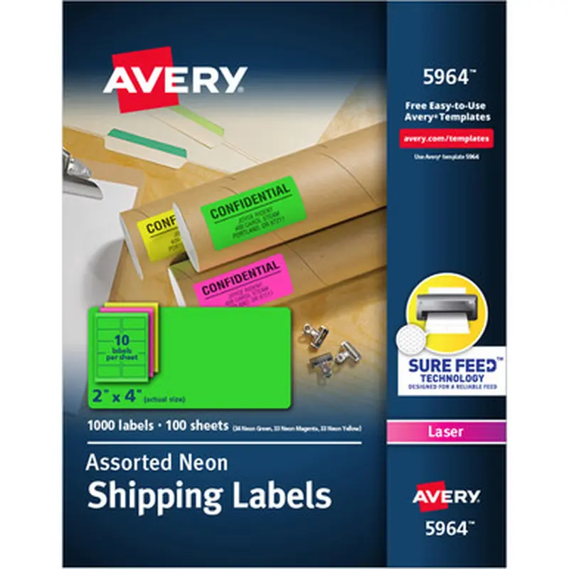 Avery 5964 High Visibility Neon Shipping Labels