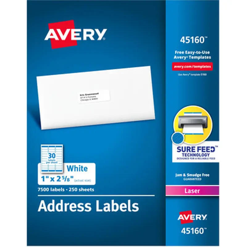 Avery 45160 Address Labels - Sure Feed Technology
