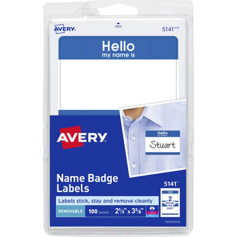 Avery 5141 Border Print/Write Hello Name Badges
