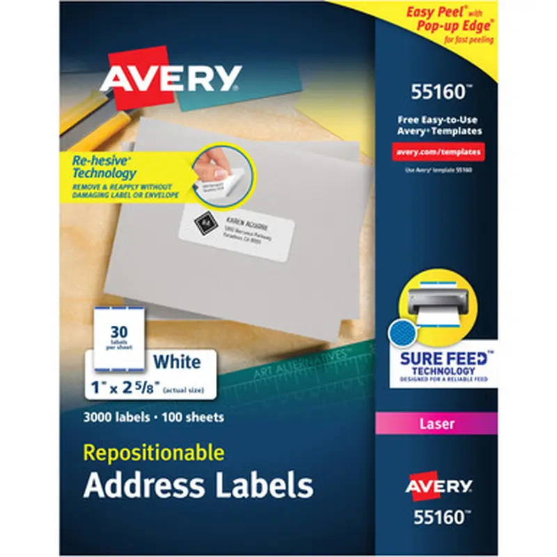 Avery 55160 Repositionable Address Labels
