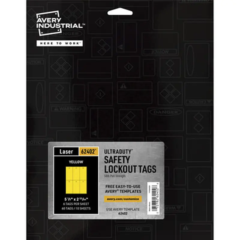 Avery 62402 UltraDuty Lock Out Tag Out Hang Tags