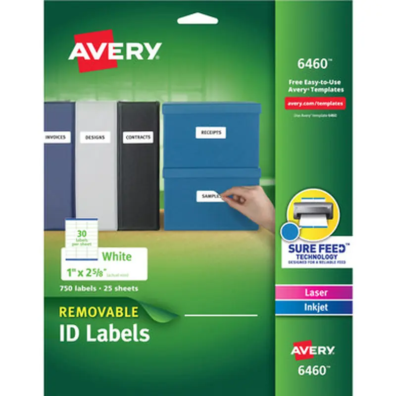 Avery 6460 Removable I.D. Laser/Inkjet Labels