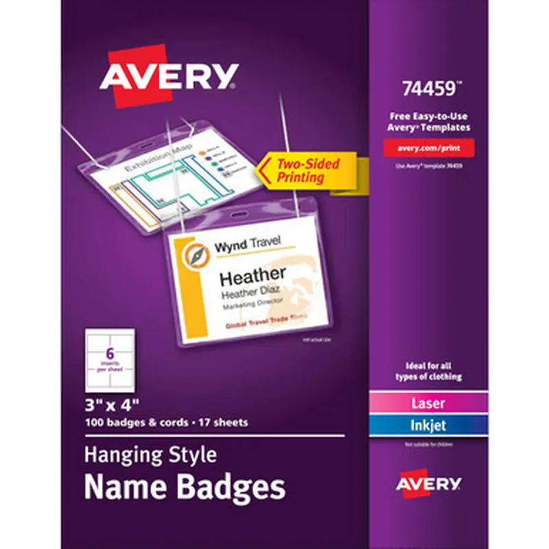 Avery 74459 Hanging Style Name Badges
