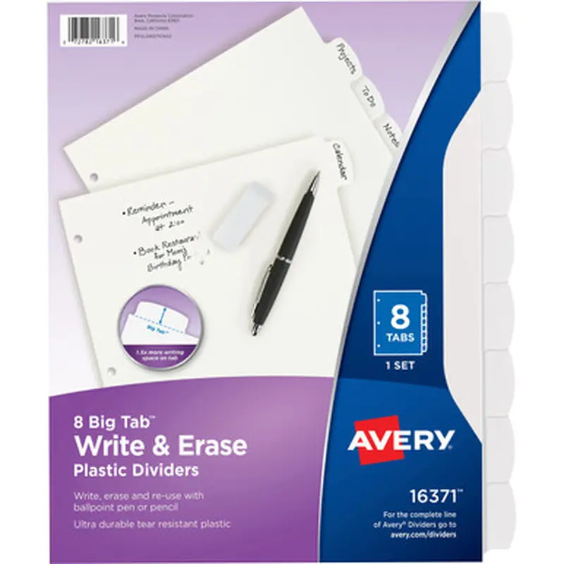 Avery 16371 Big Tab Write &amp Erase Dividers